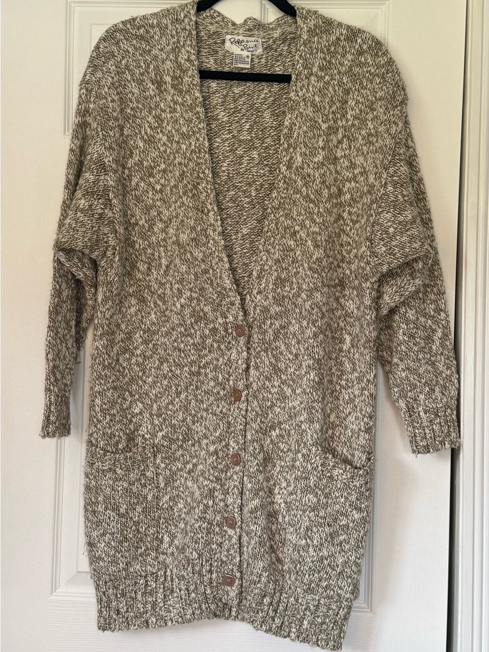 Vintage Reference Point by Dray Oversized Cardigan Sweater M Marled knit pockets
